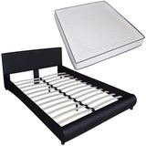 NNEVL Bed with Memory Foam Mattress Black Faux Leather King Size