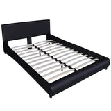 NNEVL Bed with Memory Foam Mattress Black Faux Leather King Size