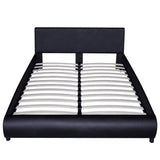 NNEVL Bed with Memory Foam Mattress Black Faux Leather King Size