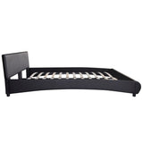 NNEVL Bed with Memory Foam Mattress Black Faux Leather King Size