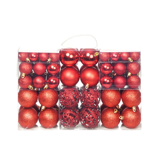 NNEVL 100 Piece Christmas Ball Set 3/4/6 cm Red