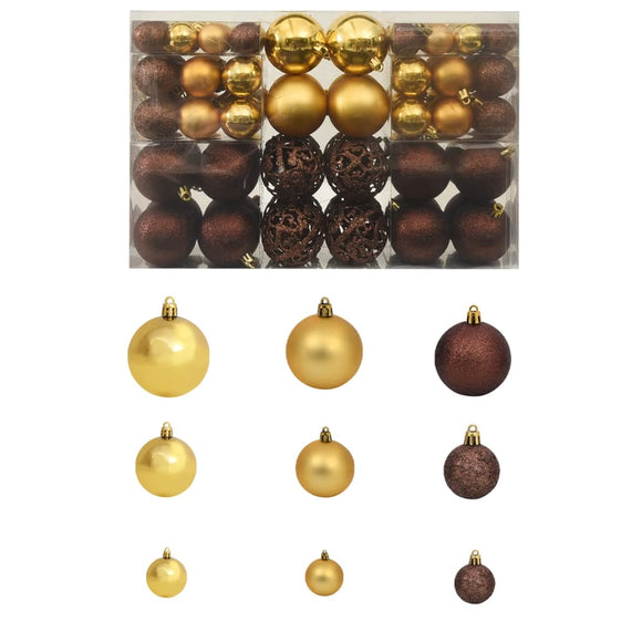 NNEVL 100 Piece Christmas Ball Set 3/4/6 cm Brown/Bronze/Gold
