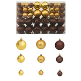 NNEVL 100 Piece Christmas Ball Set 3/4/6 cm Brown/Bronze/Gold
