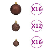 NNEVL 100 Piece Christmas Ball Set 3/4/6 cm Brown/Bronze/Gold