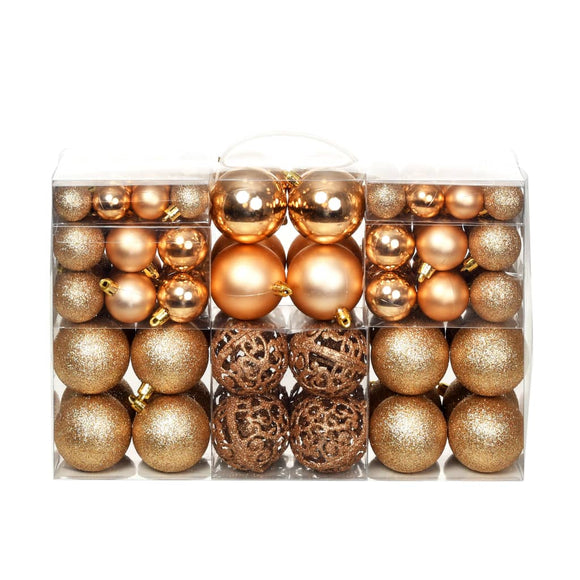 NNEVL 100 Piece Christmas Ball Set 3/4/6 cm Rose/Gold