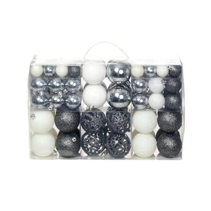 NNEVL 100 Piece Christmas Ball Set 3/4/6 cm White/Grey