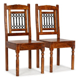 NNEVL Dining Chairs 2 pcs Solid Wood with Sheesham Finish Classic