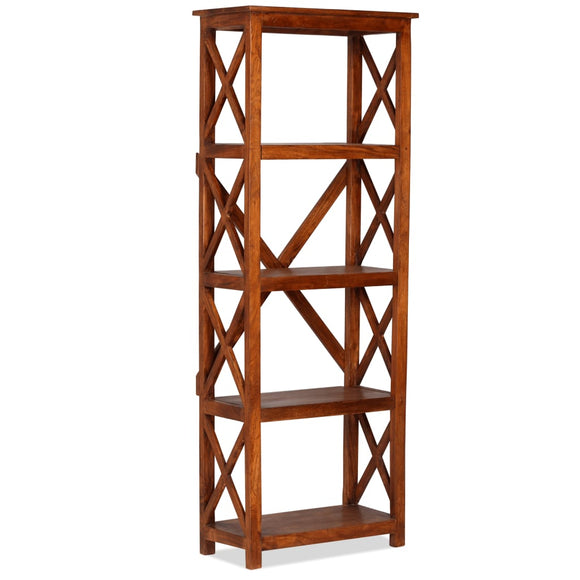 NNEVL Bookshelf Solid Acacia Wood Sheesham Finish 60x30x160 cm