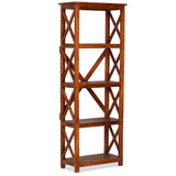 NNEVL Bookshelf Solid Acacia Wood Sheesham Finish 60x30x160 cm