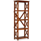 NNEVL Bookshelf Solid Acacia Wood Sheesham Finish 60x30x160 cm
