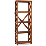 NNEVL Bookshelf Solid Acacia Wood Sheesham Finish 60x30x160 cm
