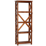 NNEVL Bookshelf Solid Acacia Wood Sheesham Finish 60x30x160 cm