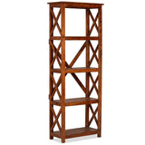 NNEVL Bookshelf Solid Acacia Wood Sheesham Finish 60x30x160 cm