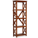 NNEVL Bookshelf Solid Acacia Wood Sheesham Finish 60x30x160 cm