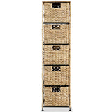 NNEVL Storage Unit with 5 Baskets 25.5x37x100 cm Water Hyacinth