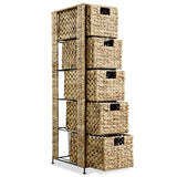 NNEVL Storage Unit with 5 Baskets 25.5x37x100 cm Water Hyacinth