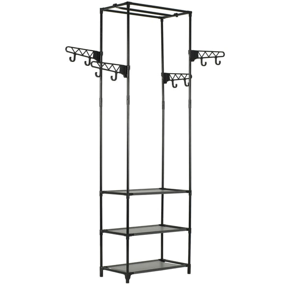 NNEVL Clothes Rack Steel and Non-woven Fabric 55x28.5x175 cm Black