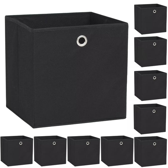 NNEVL Storage Boxes 10 pcs Non-woven Fabric 32x32x32 cm Black