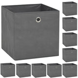 NNEVL Storage Boxes 10 pcs Non-woven Fabric 32x32x32 cm Grey