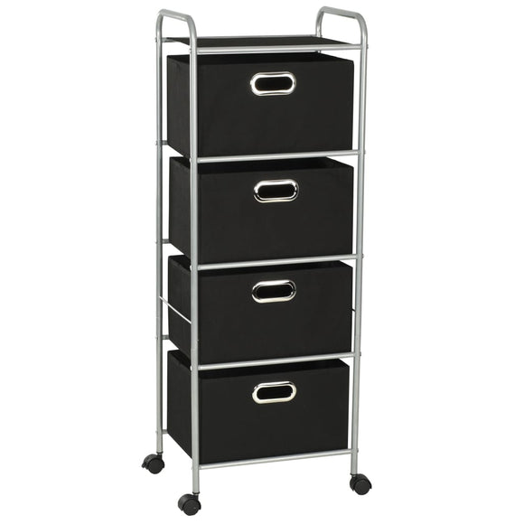 NNEVL Shelving Unit with 4 Storage Boxes Steel and Non-woven Fabric