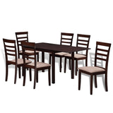 NNEVL Extending Dining Set 7 Pieces Brown