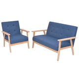NNEVL Sofa Set 2 Pieces Fabric Blue