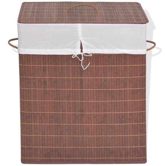 NNEVL Bamboo Laundry Bin Rectangular Brown