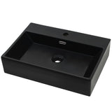 NNEVL Basin with Faucet Hole Ceramic Black 60.5x42.5x14.5 cm