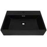 NNEVL Basin with Faucet Hole Ceramic Black 60.5x42.5x14.5 cm