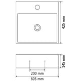 NNEVL Basin with Faucet Hole Ceramic Black 60.5x42.5x14.5 cm