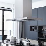 NNEVL Island Range Hood 90 cm Stainless Steel 756 m³/h LED