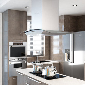 NNEVL Island Range Hood 90 cm Stainless Steel 756 m³/h LED