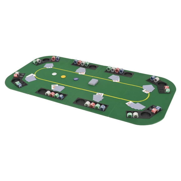 NNEVL 8-Player Folding Poker Tabletop 4 Fold Rectangular Green