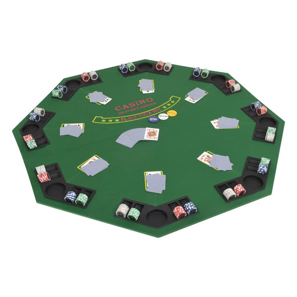 NNEVL 8-Player Folding Poker Tabletop 2 Fold Octagonal Green