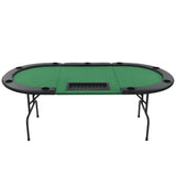 NNEVL 9-Player Folding Poker Table 3 Fold Oval Green