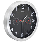 NNEVL Wall Clock with Quartz Movement Hygrometer and Thermometer 30 cm Black