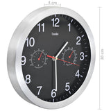 NNEVL Wall Clock with Quartz Movement Hygrometer and Thermometer 30 cm Black