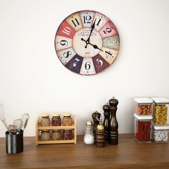 NNEVL Vintage Wall Clock Colourful 30 cm