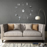 NNEVL 3D Wall Clock Modern Design 100 cm XXL Silver