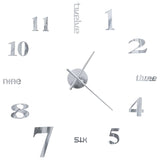 NNEVL 3D Wall Clock Modern Design 100 cm XXL Silver