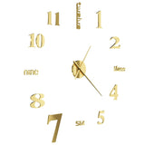 NNEVL 3D Wall Clock Modern Design 100 cm XXL Gold