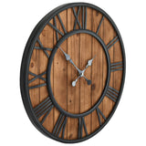 NNEVL Vintage Wall Clock with Quartz Movement Wood and Metal 60 cm XXL