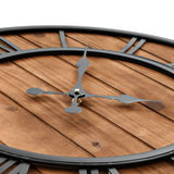 NNEVL Vintage Wall Clock with Quartz Movement Wood and Metal 60 cm XXL