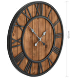 NNEVL Vintage Wall Clock with Quartz Movement Wood and Metal 60 cm XXL