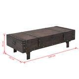NNEVL Coffee Table Solid Wood Vintage Style 120x55x35 cm