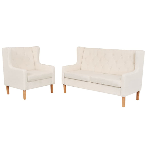 NNEVL Sofa Set 2 Pieces Fabric Cream White
