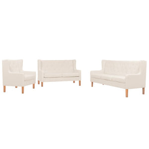 NNEVL Sofa Set 3 Pieces Fabric Cream White