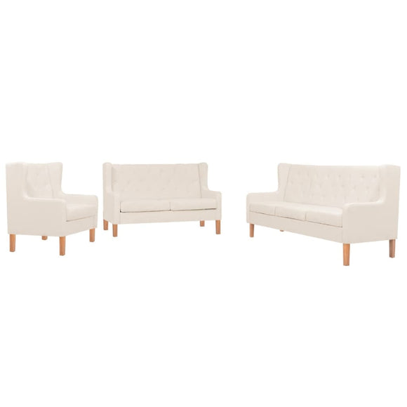 NNEVL Sofa Set 3 Pieces Fabric Cream White