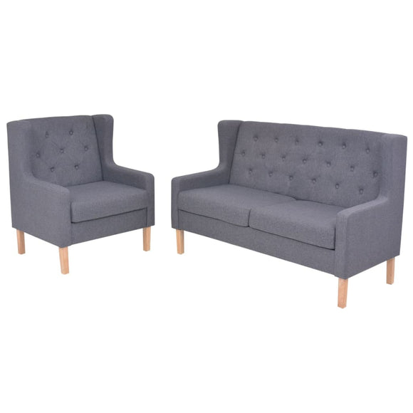 NNEVL Sofa Set 2 Pieces Fabric Grey