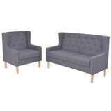 NNEVL Sofa Set 2 Pieces Fabric Grey